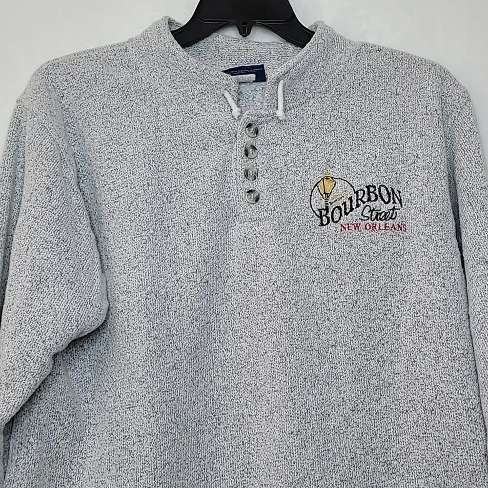 Vintage New Orleans Bourbon Street Henley Knit Sweater Size Large‎
